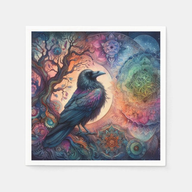 Der Schädelbaum des Lebens Mandala Pagan Serviette (Vorderseite)