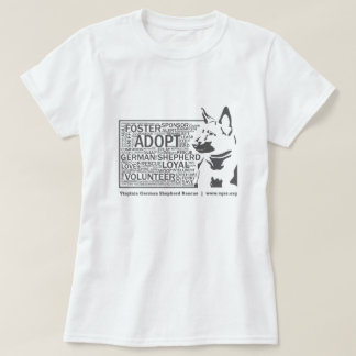 Der Schäferhund-Wort-Wolken-Rettungs-Grau der T-Shirt