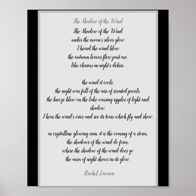 Der Schatten des Windes ein Gedicht von mir Poster (Vorne)