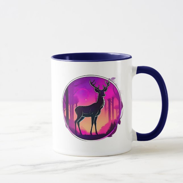 Der Schatten eines Hirschs auf gefärbtem Grund. Tasse (Rechts)