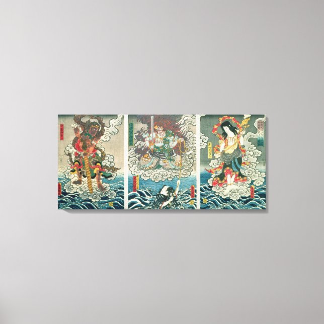 Der Schauspieler Ichikawa Ebizo V als Gottheit Fud Leinwanddruck (Vorderseite)