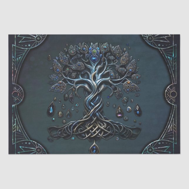 Der Schein des Baumes des Lebens die Edelsteine de Seidenpapier (Vorderseite)