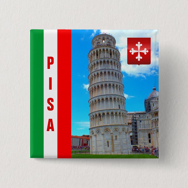Der Schiefe Turm von Pisa - Italien Button (Vorderseite)