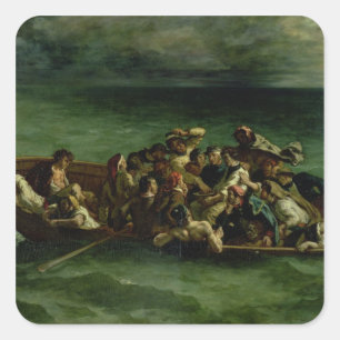 Der Schiffbruch von Don Juan, 1840 Quadratischer Aufkleber