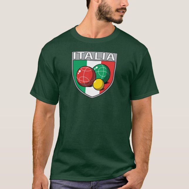 Der Schild-Männer Italiens Bocce der dunkle T - T-Shirt (Vorderseite)