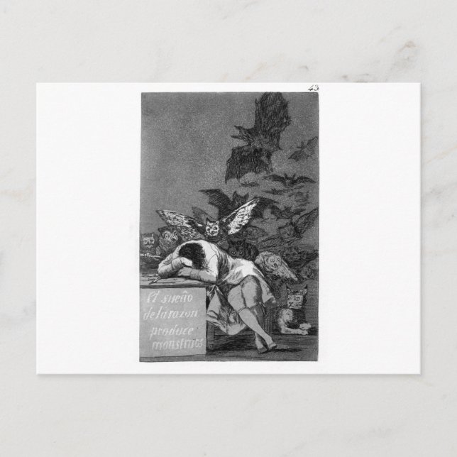 Der Schlaf der Vernunft produziert Monster von Fra Postkarte (Vorderseite)