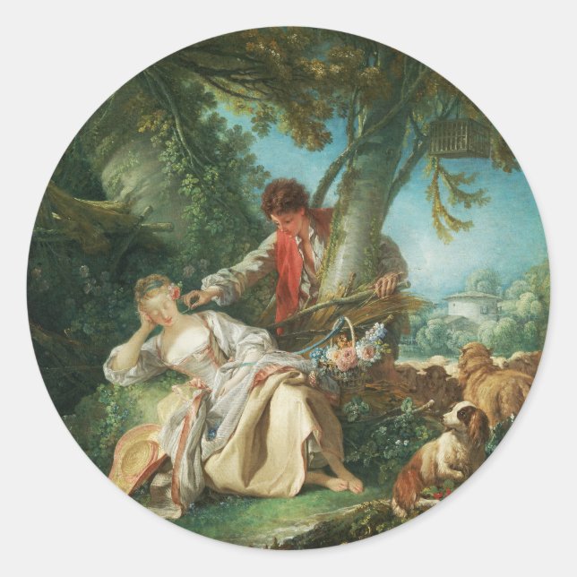 Der Schlafstopp von François Boucher Runder Aufkleber (Vorderseite)