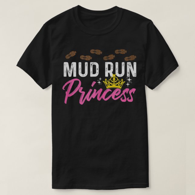 Der Schlamm läuft auf einem Mudding Mudder Trail,  T-Shirt (Design vorne)