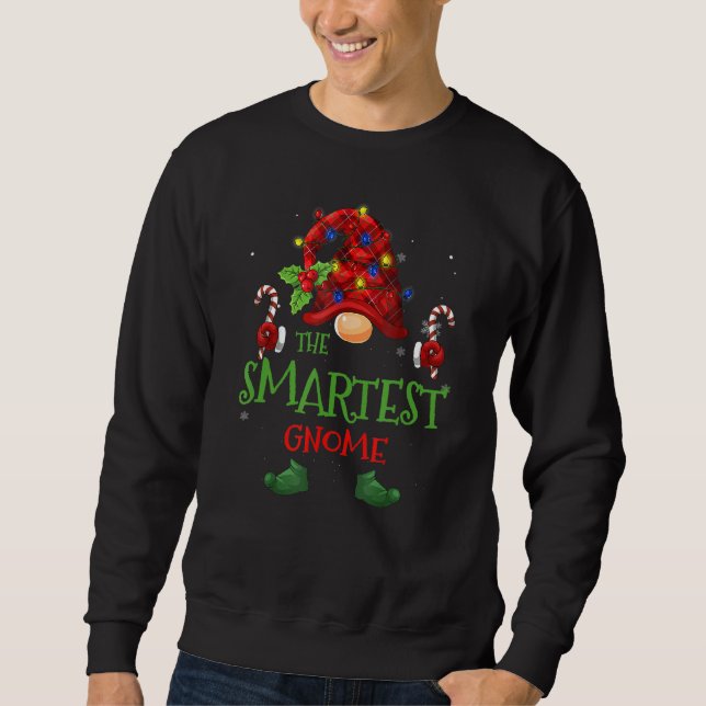 Der schlauste Gnome Buffalo Karierter Weihnachtsba Sweatshirt (Vorderseite)