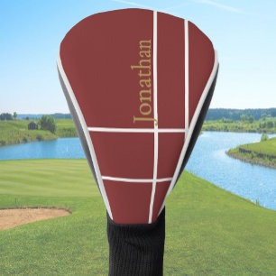 Der schlichte, dunkelrote und goldene individuelle golf headcover