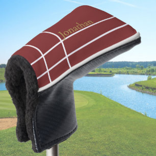 Der schlichte, dunkelrote und goldene individuelle golf headcover