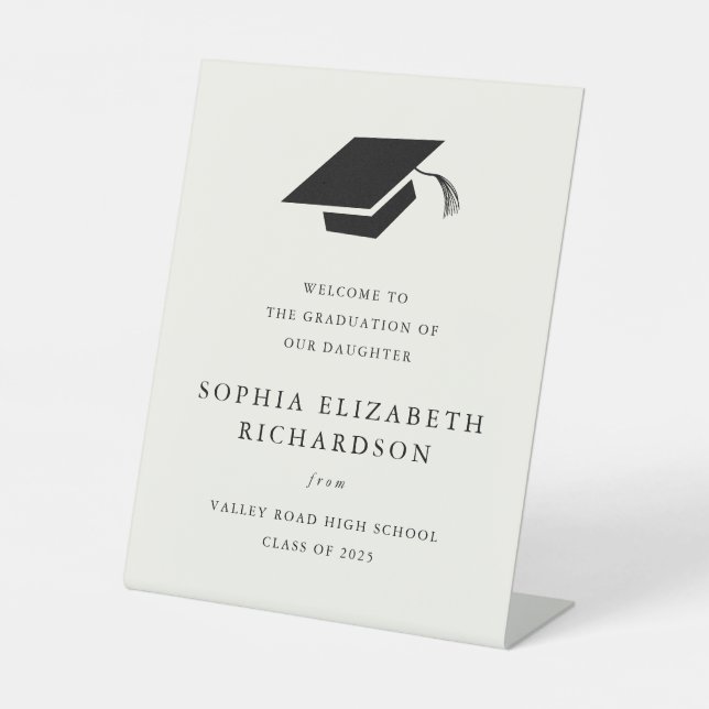 Der schlichte klassische Schwarz-Weiß-Abschluss -  Sockelschild (Vorderseite)