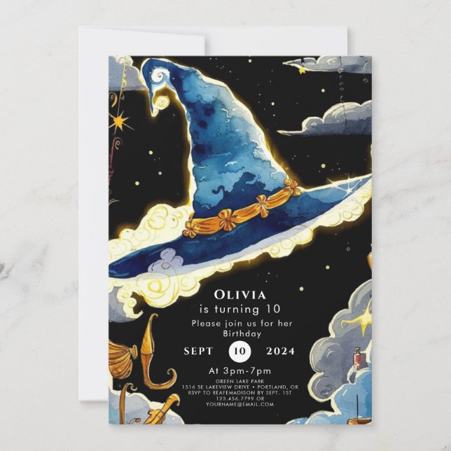 Der schlichte Zauberkünstler der Kinder zum Geburt Einladung (Vorderseite)