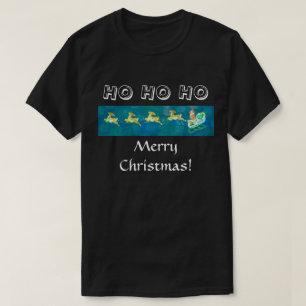 Der Schlitten des Weihnachtsmanns auf schwarz T-Shirt