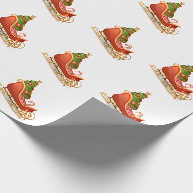 Der Schlitten des Weihnachtsmanns Geschenkpapier (Ecke)