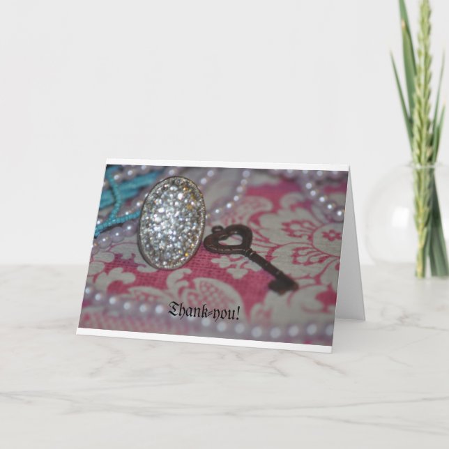 Der Schlüssel zu meinen Herzprodukten Dankeskarte (Vorderseite)