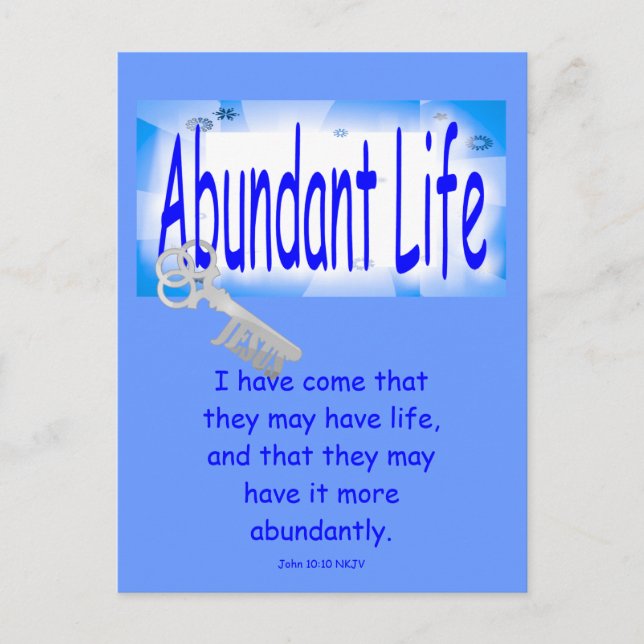 Der Schlüssel zu reichlichem Leben v2 (John 10:10) Postkarte (Vorderseite)