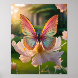 Der Schmetterling auf der Blume Poster