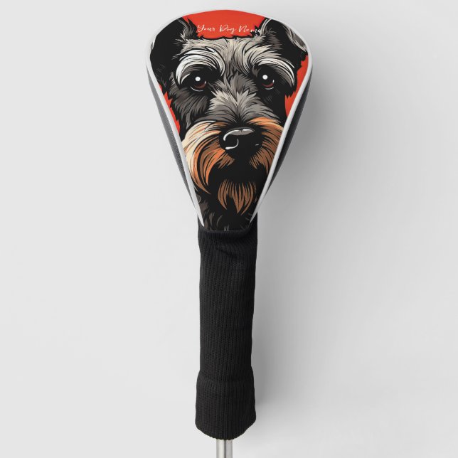 Der Schnauzer Hund, rot und schwarz 001 - Ulises D Golf Headcover (Vorderseite)