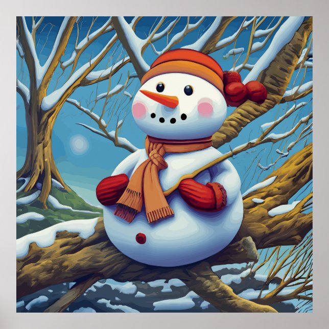 Der Schneemann auf dem Baum Poster (Vorne)