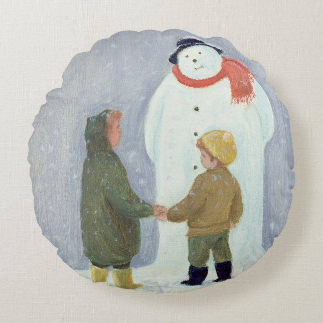 Der Schneemann Rundes Kissen (Vorderseite)
