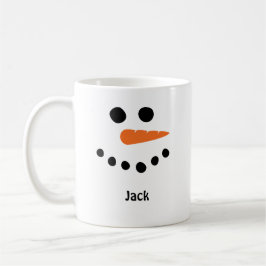 Der Schneemann steht vor der Tasse. Personalisiere Kaffeetasse