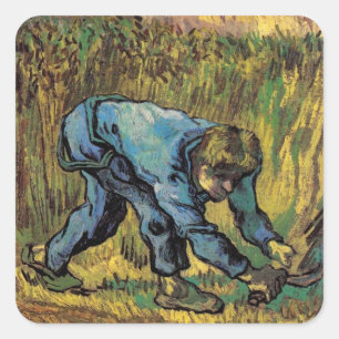 Der Schnitter mit Sichel von Vincent van Gogh Quadratischer Aufkleber