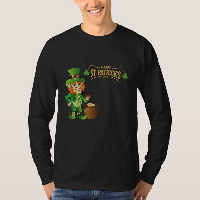 Der schöne Mensch und das Wort glücklich St Patric T-Shirt (Vorderseite)