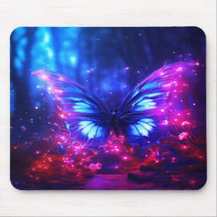 Der schöne Neon-Schmetterling auf einem Computer-L Mousepad