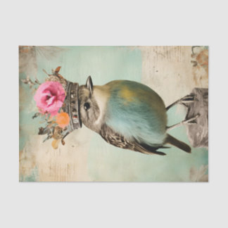 Der schöne Vogel in einer Kronencollage-Decoupage Seidenpapier
