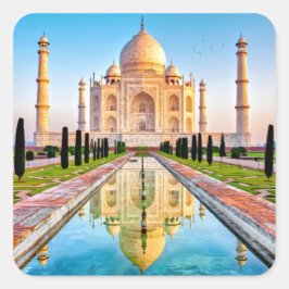Der schöne, weiße Marmor Taj Mahal von Indien Quadratischer Aufkleber