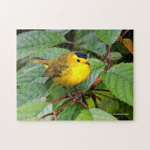 Der schöne Wilson's Warbler im Kirschbaum Puzzle