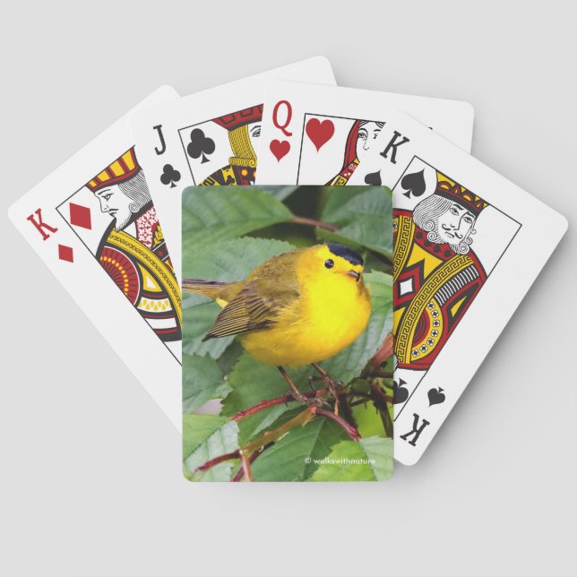 Der schöne Wilson's Warbler im Kirschbaum Spielkarten (Rückseite)