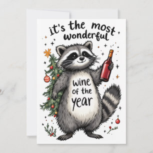 Der schönste Wein des Jahres Raccoon Feiertagskarte