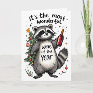 Der schönste Wein des Jahres Raccoon Feiertagskarte