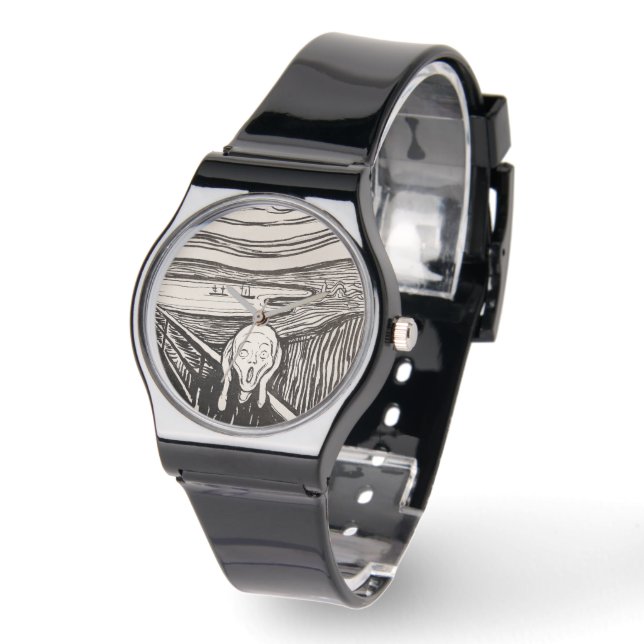 Der Schrei (1895) Edvard Munch Woodcut Fine Art Armbanduhr (Winkel)