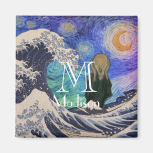 Der Schrei bei Die große Welle Sternennacht Magnet