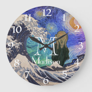 Der Schrei bei Die große Welle Sternennacht Wanduhr