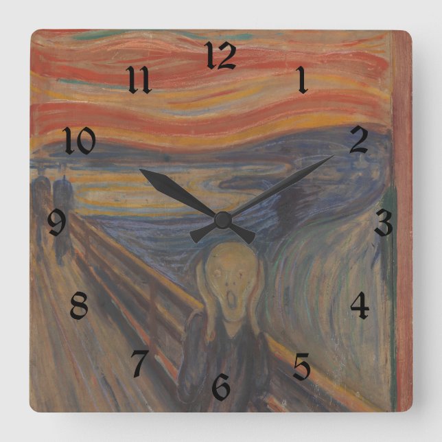 Der Schrei der Natur von Edvard Munch 1893 Quadratische Wanduhr (Vorderseite)