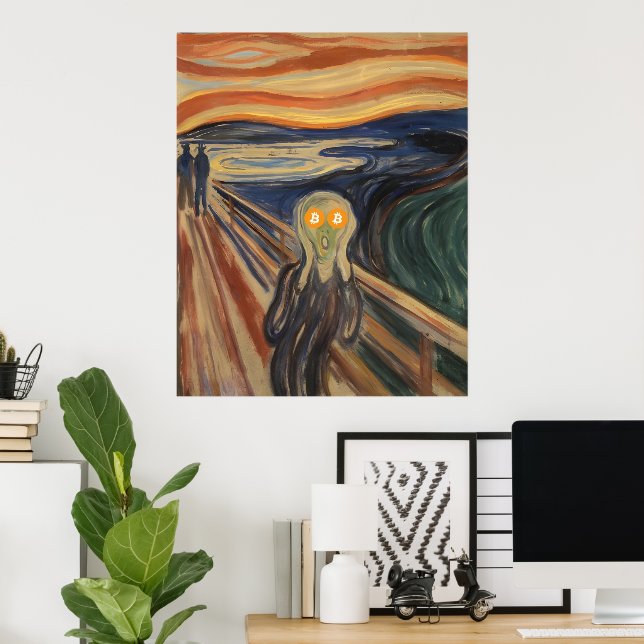 Der Schrei des Bitcoins (Munch) Poster (Heimbüro)