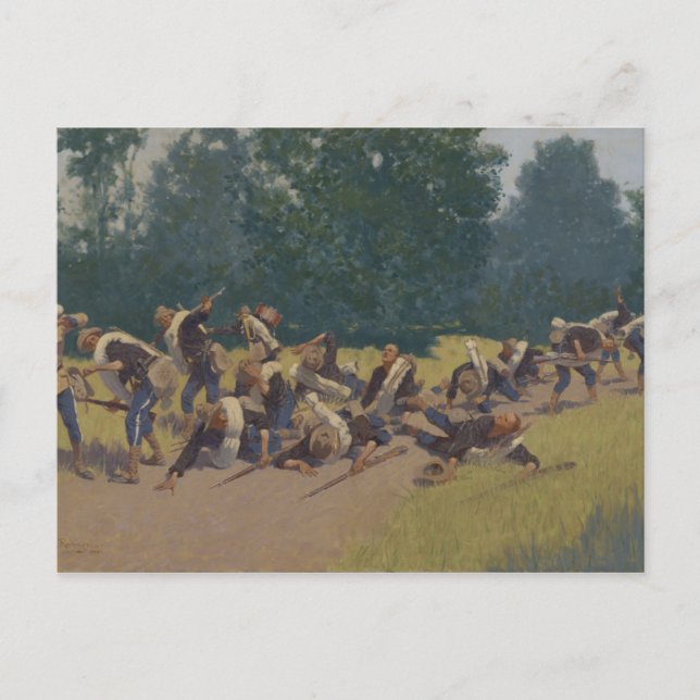Der Schrei des Schrapnels in San Juan Hill Postkarte (Vorderseite)