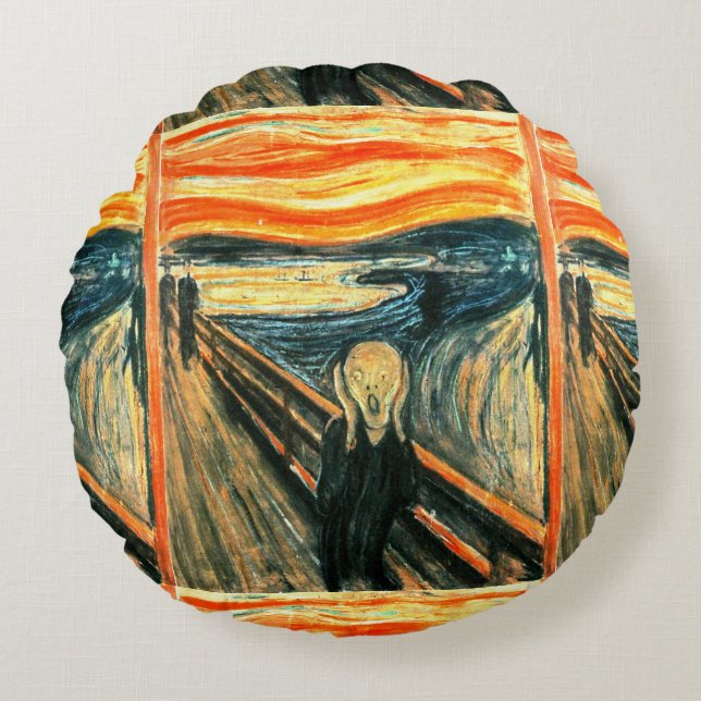 Der Schrei durch Edvard Munch Rundes Kissen (Vorderseite)