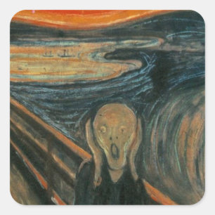 Der Schrei - Edvard Munch. Gemälde Kunstwerk. Quadratischer Aufkleber