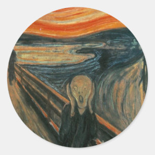Der Schrei - Edvard Munch. Malerei-Grafik Runder Aufkleber
