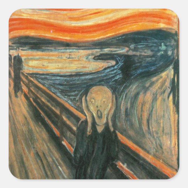Der Schrei Edvard Munch Moderne expressionistische Quadratischer Aufkleber (Vorderseite)