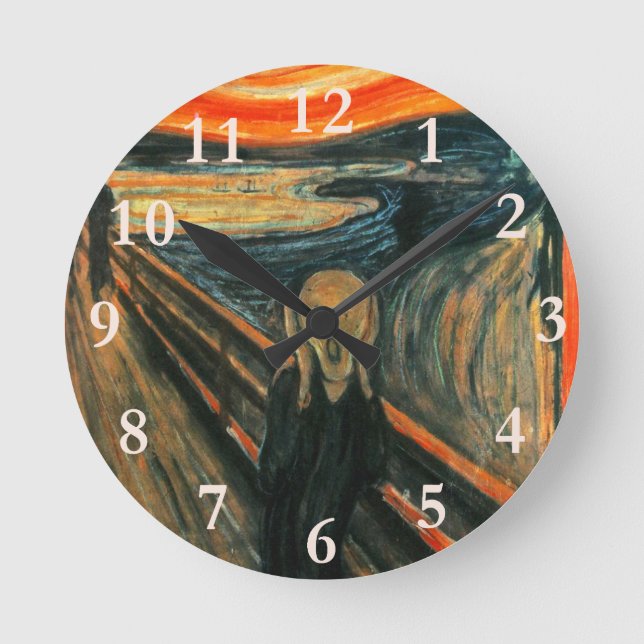 Der Schrei Edvard Munch Moderne expressionistische Runde Wanduhr (Vorderseite)