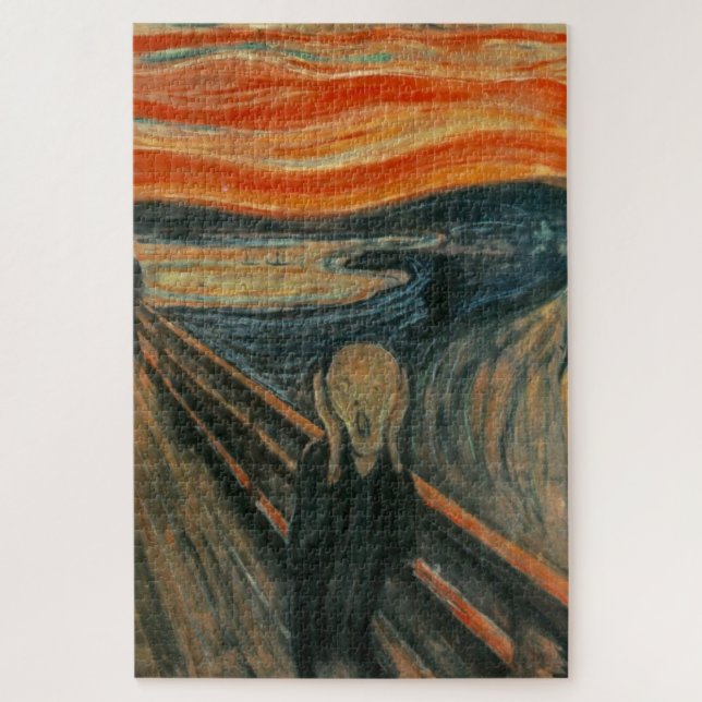Der Schrei - Edvard Munch | Rotes Blau Puzzle (Vertikal)