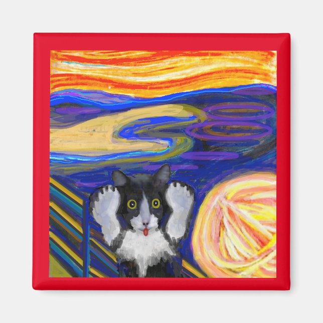 Der Schrei, FI Art by Munch, Parody Cat Art Magnet (Vorne)