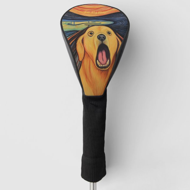 Der Schrei - Golden Retriever Dog 002 - Pall Munch Golf Headcover (Vorderseite)