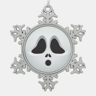 Der Schrei Halloween Emoji Schneeflocken Zinn-Ornament